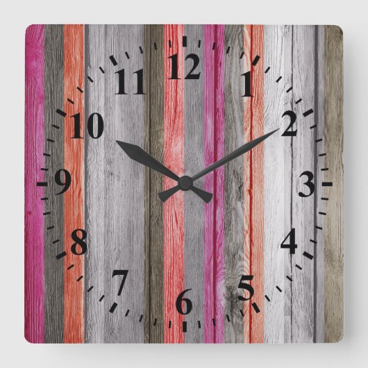 ヴィンテージカラー木目2 スクエア壁時計 (正面)