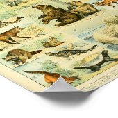 ヴィンテージカラー野生動物哺乳類プリント ポスター (角)