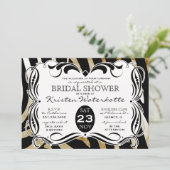 ヴィンテージカリグラフィゼブラプリントブライダルシャワー 招待状 (スタンド正面)