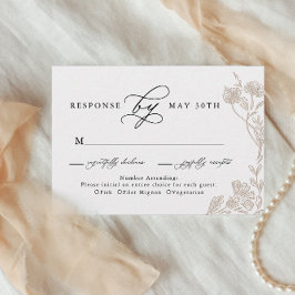 ヴィンテージカリグラフィー 手描きの花の結婚式の返信カード 出欠カード