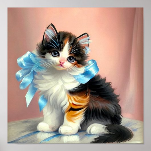 ヴィンテージカリコキッテンイラストレーション ポスター (正面)