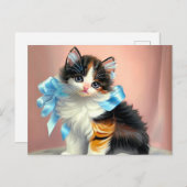 ヴィンテージカリコキッテンイラストレーション ポストカード (正面/裏面)