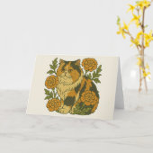ヴィンテージカリコキティキャットマリゴールドの花 カード (黄色い花)