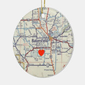 ヴィンテージカリフォルニアのベーカーズフィールドマップ セラミックオーナメント (左)