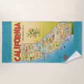 ヴィンテージカリフォルニアの地図 ビーチタオル (正面)