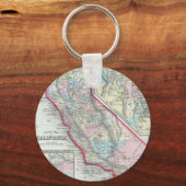 ヴィンテージカリフォルニアの地図(1860年) キーホルダー (正面)