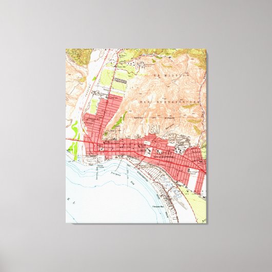 ヴィンテージカリフォルニアの地図（1951年） キャンバスプリント (正面)