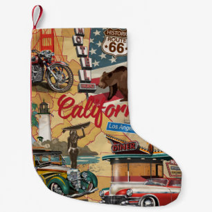 ヴィンテージカリフォルニアの観光客アトラクションのポスター スモールクリスマスストッキング