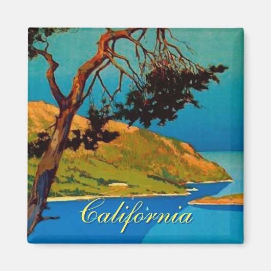 ヴィンテージカリフォルニアコーストトラベル マグネット (正面)