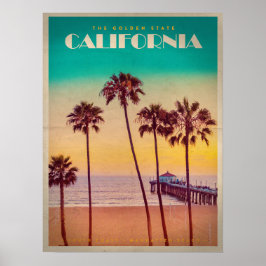 ヴィンテージカリフォルニアサンセットビーチ ポスター