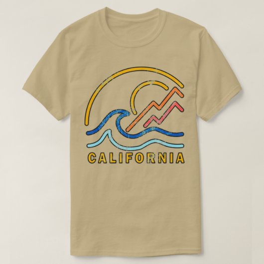 ヴィンテージカリフォルニアサーフステッカー Tシャツ (デザイン正面)