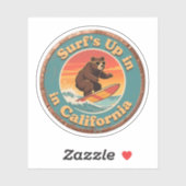 ヴィンテージカリフォルニアサーフズアップサーフィンベア シール (シート)