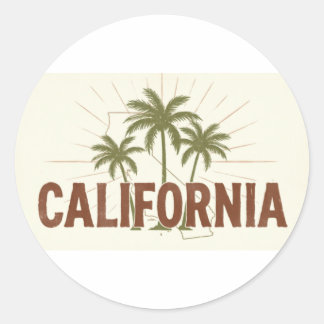 ヴィンテージカリフォルニアスウェットシャツ | レトロヤシの木柄デザイン ラウンドシール