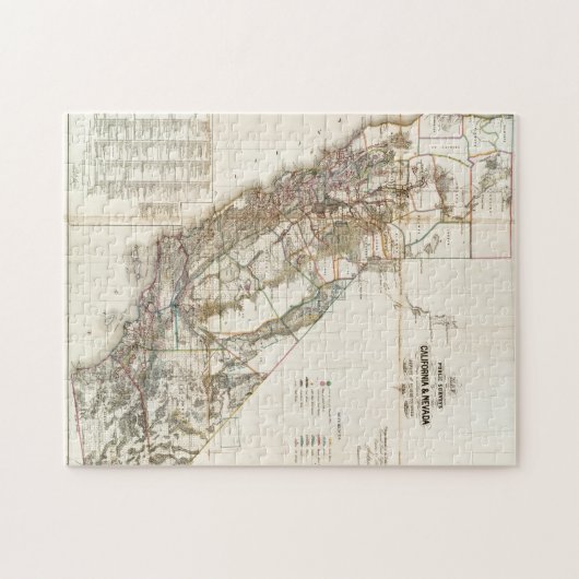 ヴィンテージカリフォルニアネバダヒストリックマップUSA ジグソーパズル (横)