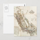 ヴィンテージカリフォルニアネバダヒストリックマップUSA ポストカード (正面/裏面)