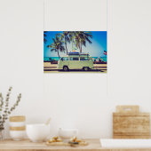 ヴィンテージカリフォルニアビーチキャンパーバス ポスター (キッチン)