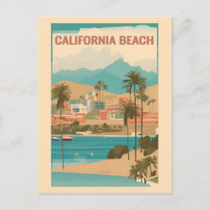 ヴィンテージカリフォルニアビーチレトロ旅行 ポストカード
