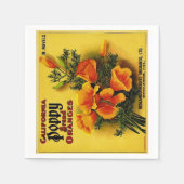 ヴィンテージカリフォルニアポピーオレンジ スタンダードカクテルナプキン (正面)