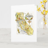 ヴィンテージカリフォルニアマップロードUSA カード (黄色い花)