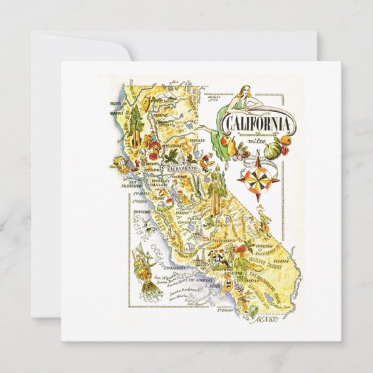 ヴィンテージカリフォルニアマップロードUSA カード (正面)