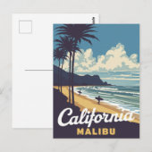 ヴィンテージカリフォルニアマリブビーチサーファー ポストカード (正面/裏面)