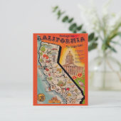 ヴィンテージカリフォルニア地図 ポストカード (スタンド正面)