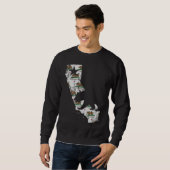 ヴィンテージカリフォルニア州の旗くまパターン スウェットシャツ (正面フル)