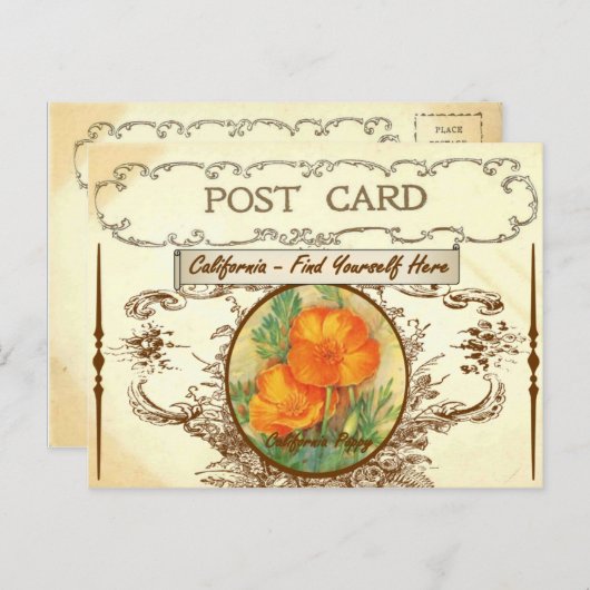 ヴィンテージカリフォルニア州フラワーポストカード ポストカード (正面/裏面)