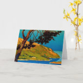 ヴィンテージカリフォルニア海岸旅行挨拶状 カード (黄色い花)