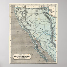 ヴィンテージカリフォルニア1845年地図ポスター ポスター