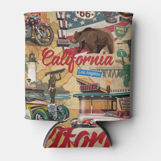 ヴィンテージカリフォルニア：観光客アトラクションマップ。 缶クーラー (正面)