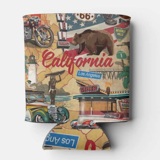 ヴィンテージカリフォルニア：観光客アトラクションマップ。 缶クーラー (裏面)