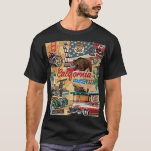 ヴィンテージカリフォルニア:観光客アトラクションマップ。 Tシャツ