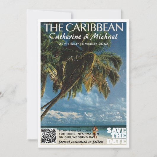 ヴィンテージカリブのウェディングトラベルQRコード セーブザデート (正面)