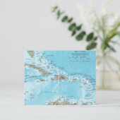 ヴィンテージカリブのマップ – 米国 ポストカード (スタンド正面)