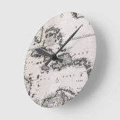 ヴィンテージカリブの地図(1696) ラウンド壁時計 (傾斜)