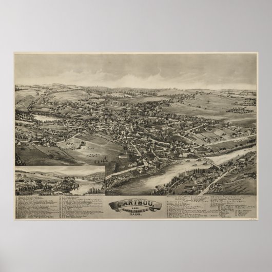 ヴィンテージカリブー・メインの写真地図(1893) ポスター (正面)