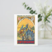 ヴィンテージカルカソンヌ旅行ポスター ポストカード (スタンド正面)