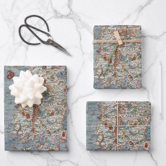 ヴィンテージカルタマリーナシーモンスターマップラップペーパー ラッピングペーパーシート (正面)