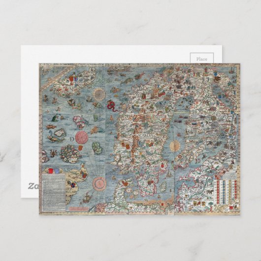 ヴィンテージカルタマリーナシーモンスターマップ ポストカード (正面/裏面)