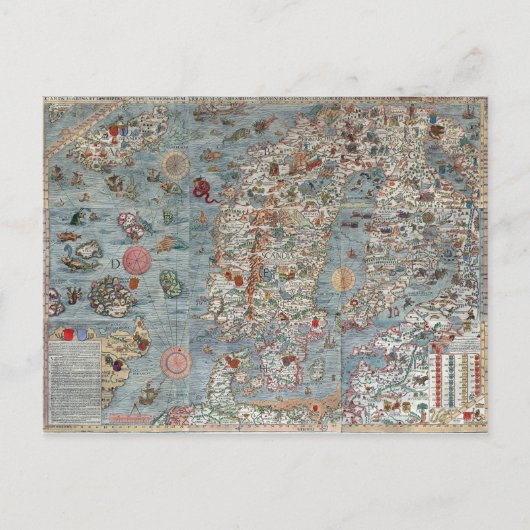 ヴィンテージカルタマリーナシーモンスターマップ ポストカード (正面)