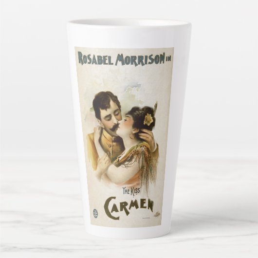 ヴィンテージカルメンズキスオペラポスター カフェラテマグ (正面)