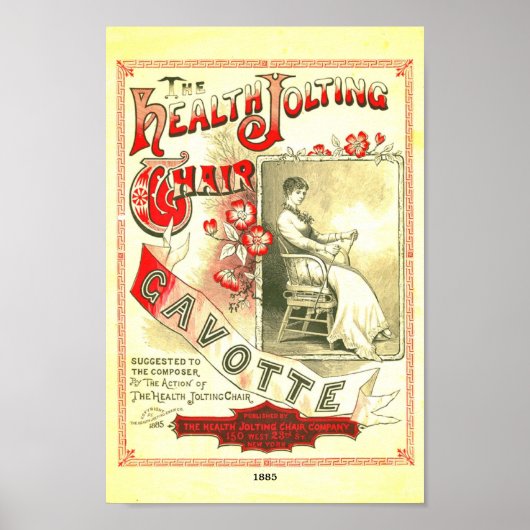 ヴィンテージカレス、健康ジョルティングチェア1885広告コピー ポスター (正面)