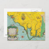 ヴィンテージカロライナ沿岸の地図 ポストカード (正面/裏面)