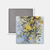 ヴィンテージカロライナJessamine黄色い花フローラ マグネット (正面/裏面)