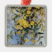 ヴィンテージカロライナJessamine黄色い花フローラ メタルオーナメント (正面)