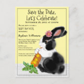 ヴィンテージカワイイエローバニー救デートベビーシャワー 案内ポストカード (正面)