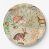 ヴィンテージカワイイ森林動物図 ペーパープレート (正面)