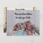 ヴィンテージカワイトな子猫がよくなるカード サンキューカード (正面/裏面)