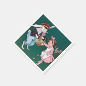 ヴィンテージカワイト小さな女の子バニーウサギイースターエッグ スタンダードカクテルナプキン (角)